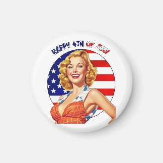 Imán Chica de arte americano retro pinchado