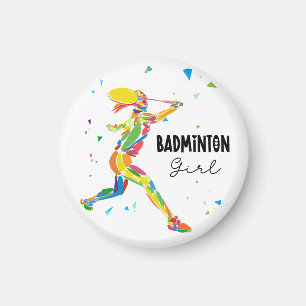 Imán Chica de bádminton Jugadora de deportes abstracta