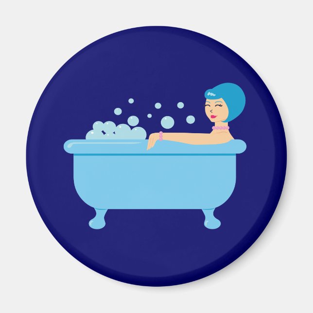 Imán Chica de baño de burbujas retro (Frente)