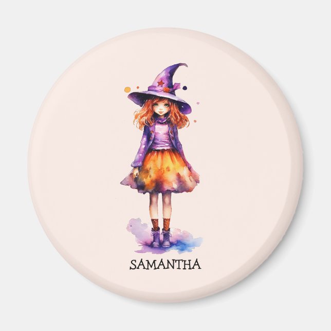 Imán Chica de Brujas Pastel Cute - Estética de Hallowee (Frente)