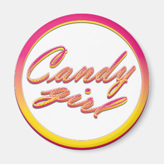 Imán chica de caramelos rosa vintage con puntos