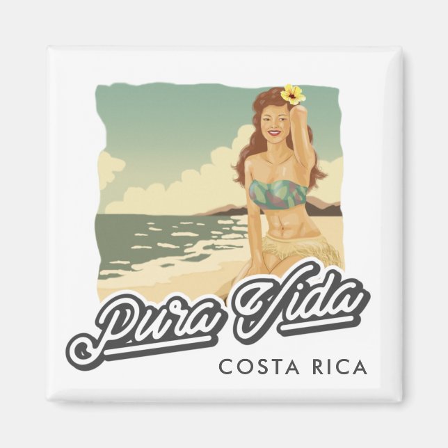 Imán Chica de Costa Rica Pura Vida sobre el surf en la  (Frente)