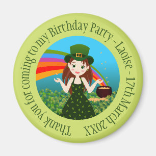 Imán Chica de cumpleaños de Saint Patrick gracias