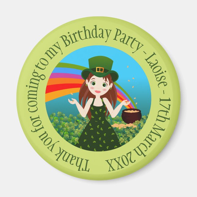 Imán Chica de cumpleaños de Saint Patrick gracias (Frente)