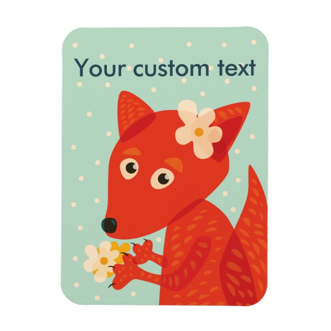 Imán Chica de Cute Personalizado Fox (Vertical)
