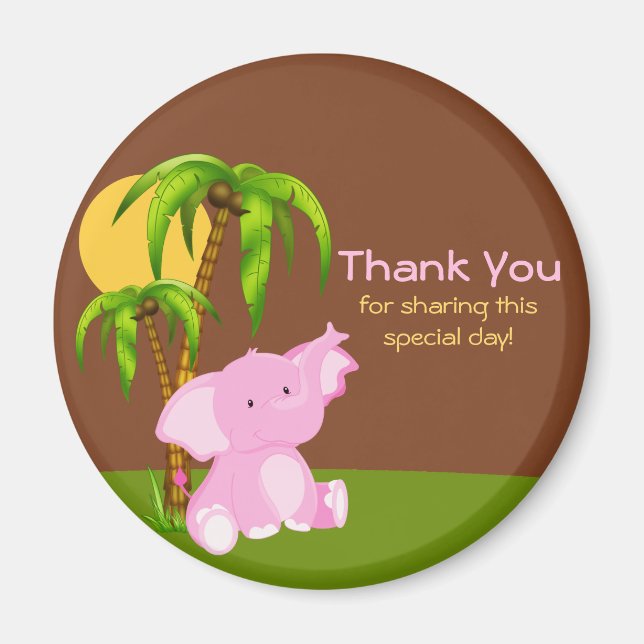 Imán Chica de elefantes de la jungla suave gracias Magn (Frente)