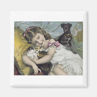 Imán Chica de emulación de Scott con gatos y perros