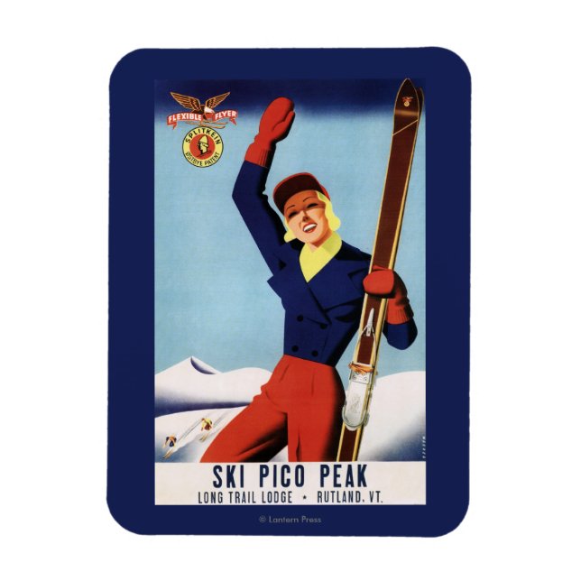 Imán Chica de Esquí de Pin-Up de Volante Flexible (Vertical)