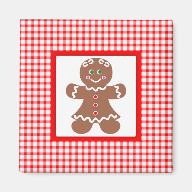 Imán Chica de feriado de Gingerbread (Frente)