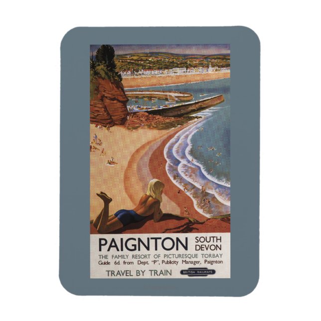 Imán Chica de Ferrocarriles Británicos mirando un preci (Vertical)