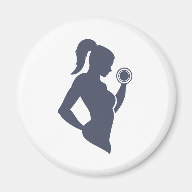 Imán Chica de fitness levantando timbre (Frente)