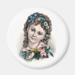 Imán Chica de flores victoriana de época