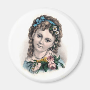 Imán Chica de flores victoriana de época