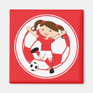 Imán Chica de fútbol 1 y blanco y rojo de bola