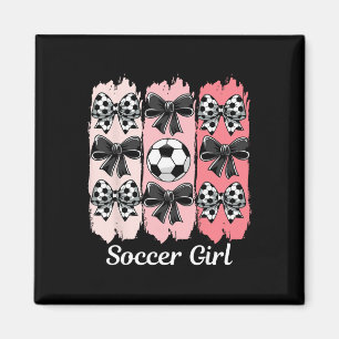 Imán Chica de fútbol lindo Coquette Bow Chica de fútbol