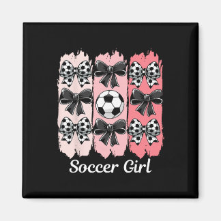 Imán Chica de fútbol lindo Coquette Bow Chica de fútbol
