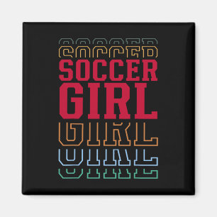 Imán Chica de fútbol Texto en capas divertido Hija Juve