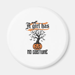 Imán Chica de Halloween sin disfraz calabaza vintage_1