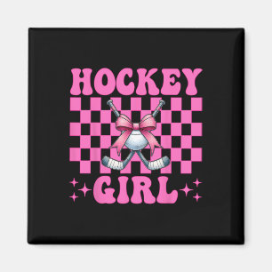 Imán Chica de Hockey Chica de Hockey Callejero Lazo Coq