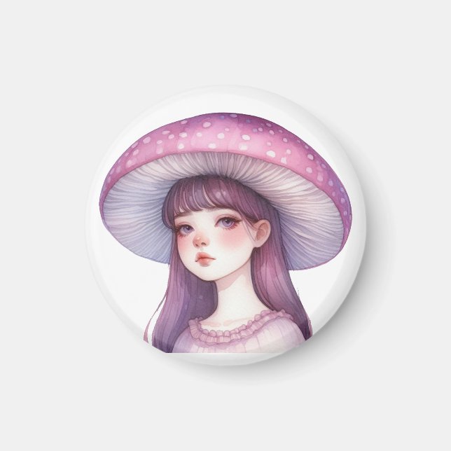 Imán Chica de hongos morados (Frente)