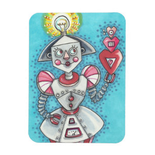 Imán Chica de Idea brillante ROBOT HEARTS MAGNET *Perso