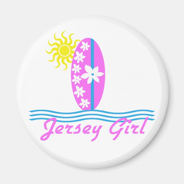 Imán Chica de Jersey bebé Bodysuit Pink Surfboard W/Sun (Frente)