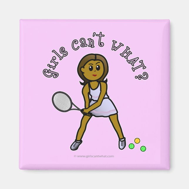 Imán Chica de jugador de tenis oscuro (Frente)