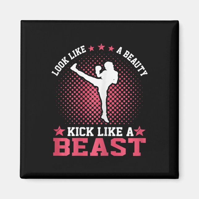 Imán Chica de kickboxing - Parezco una belleza patear c (Frente)