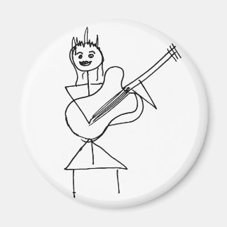 Imán Chica de la figura de palo sonriente con bajo / gu