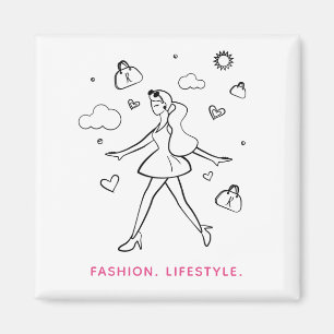 Imán Chica de la moda de los jóvenes - arte bosquejado