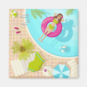 Imán Chica de la piscina en la playa de verano de bikin