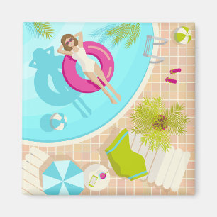 Imán Chica de la piscina en la playa de verano de bikin