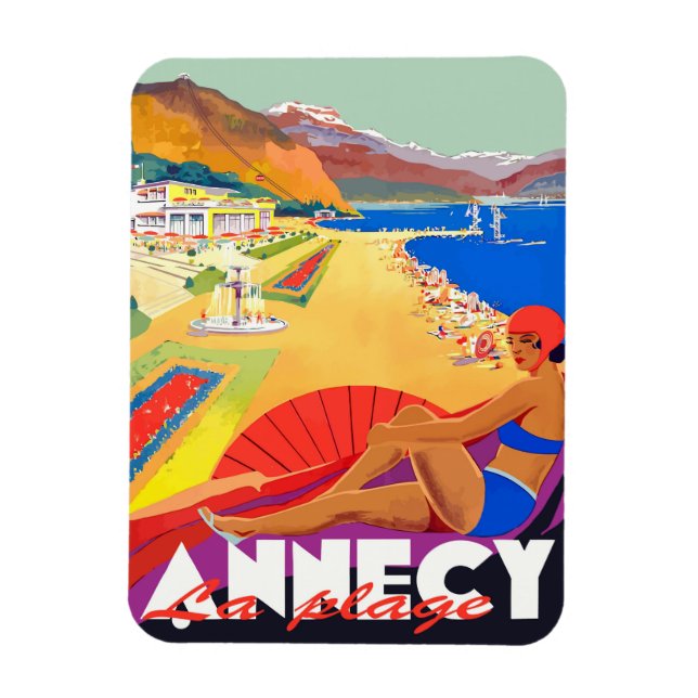 Imán Chica de la playa de Annecy (Vertical)