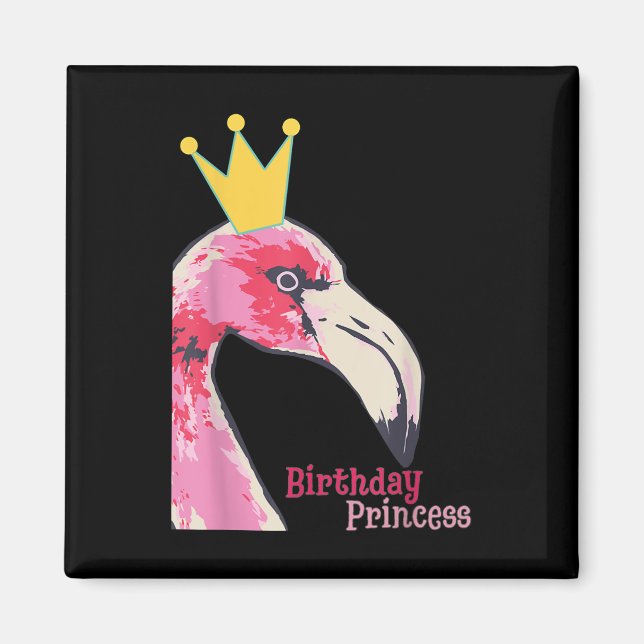 Imán Chica de la Princesa de Cumpleaños Flamingo | Flam (Frente)