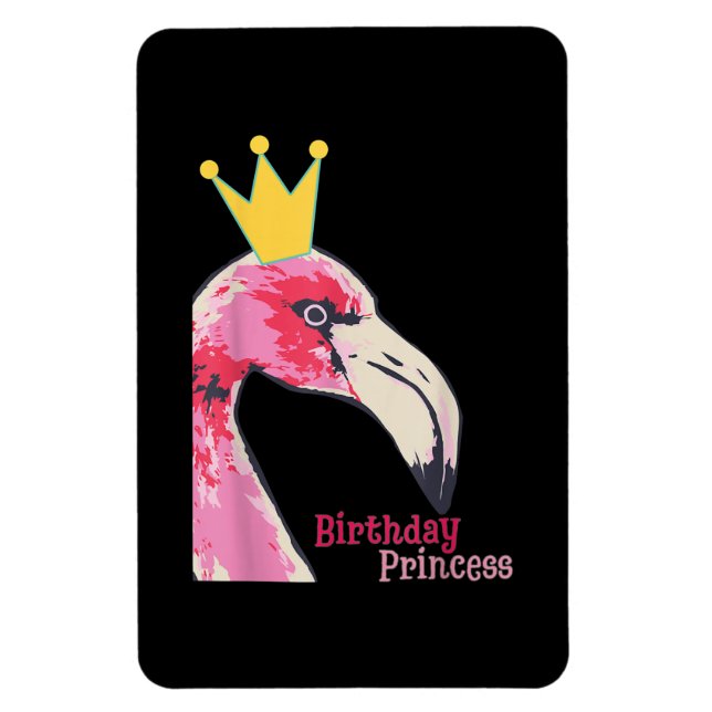 Imán Chica de la Princesa de Cumpleaños Flamingo | Flam (Vertical)