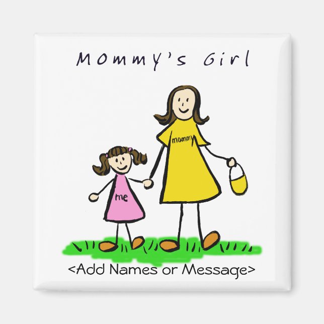 Imán Chica de mamá - Brunette de madre e hija (Frente)