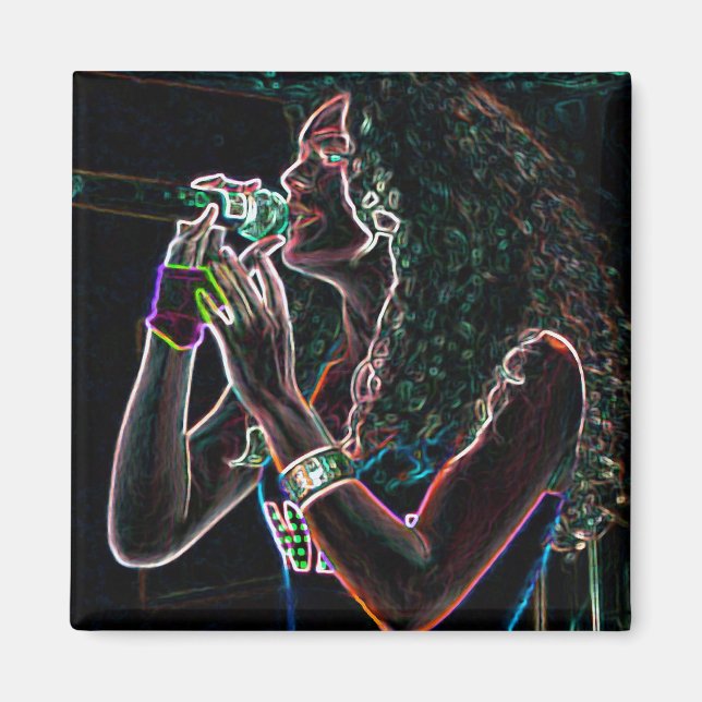 Imán chica de micrófono de cantante de música (Frente)