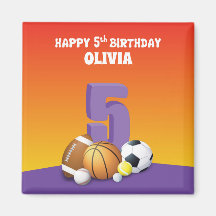 Chica de nombre personalizado 5º Bolas deportivas 
