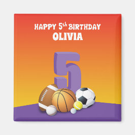 Imán Chica de nombre personalizado 5º Bolas deportivas 