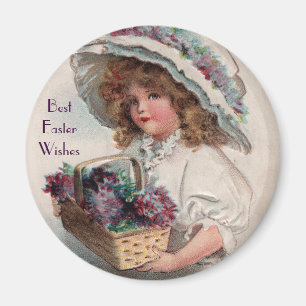 Imán Chica de Pascua en Bonnet Magnet