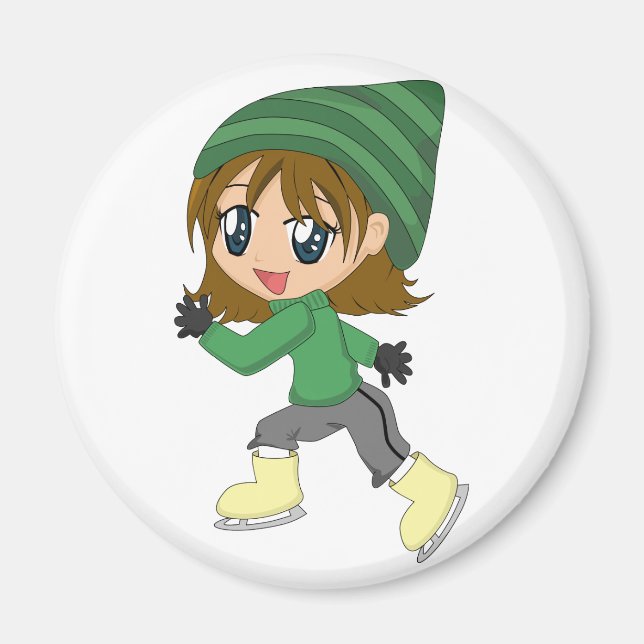 imán Chica de patinaje sobre hielo (Frente)