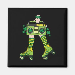 Imán Chica de patinaje St Patricks Day Roller Skate Sha
