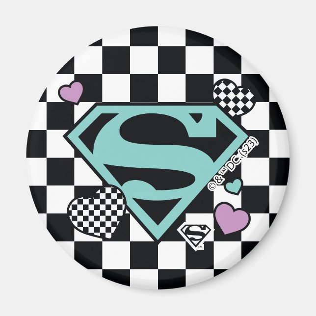 Imán Chica de patinaje Supergirl Hearts S-Shield (Frente)