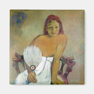 Imán Chica de Paul Gauguin el   con la fan, 1908