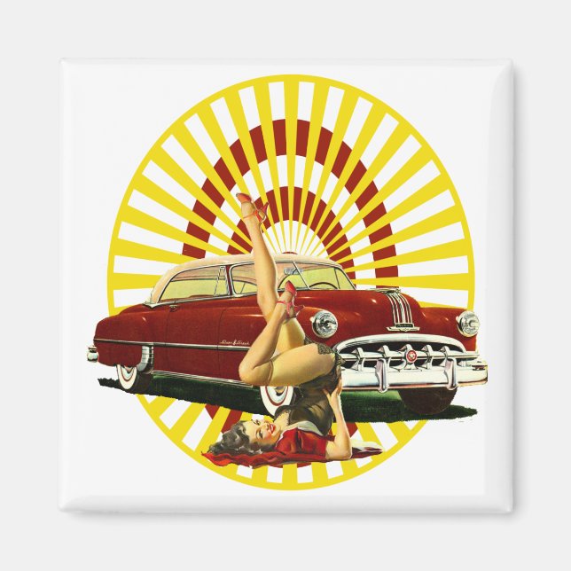 Imán Chica de Pin Up Hot Rod (Frente)