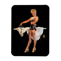 Chica de pinzas de planchado de vintage retro