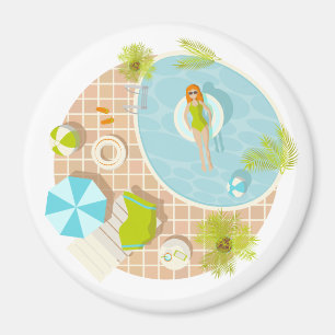 Imán Chica de piscina en bikini verano playa