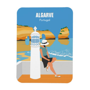 Imán Chica de playa de Algarve estilo vintage