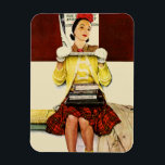 Imán Chica de portada<br><div class="desc">Artista: Norman Rockwell | chica adolescente sostiene la tapa de la POST delante de su cara</div>