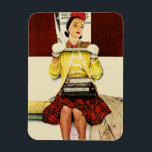 Imán Chica de portada<br><div class="desc">Artista: Norman Rockwell | chica adolescente sostiene la tapa de la POST delante de su cara</div>